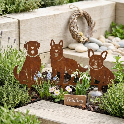 Edelrost hund gartenstecker - edelrost,