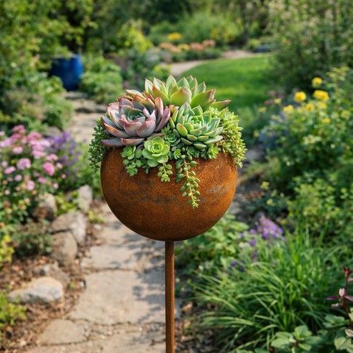 Gartenstecker edelrost mit - gartenstecker,