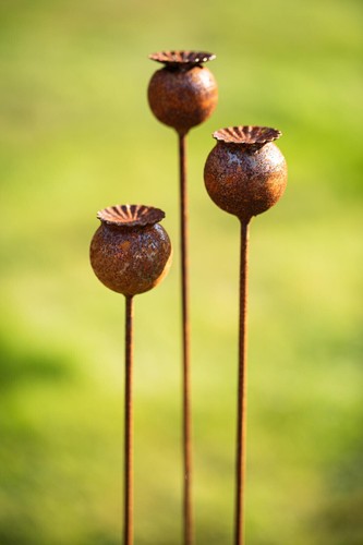 3er set gartenstecker mohn - set,